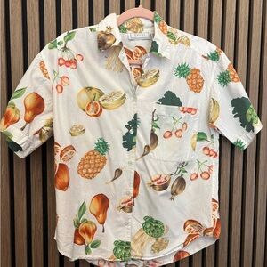 Eaton White Tropical Print Casual Shirt